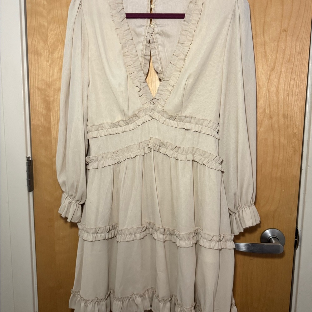 Elegant Cream Ruffle Dress